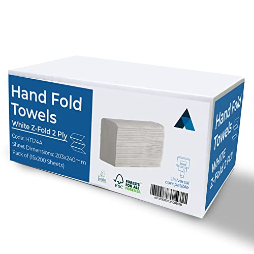 NationwidePaper Z Fold Paper Hand Towel, 2 Ply Disposable Paper Hand Towel, White 3000 Sheets von Nationwide Paper