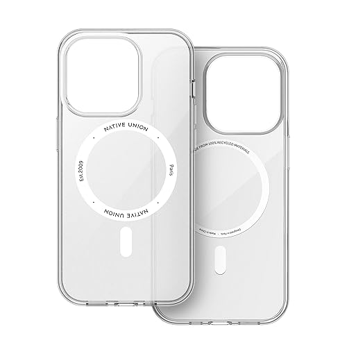 Native Union (Re Clear Case - Transparentes Anti-Vergilbungsgehäuse - MagSafe-kompatibel - Aus recycelten Materialien - Ultrarobust mit Fallschutz nach Militärstandard für iPhone 14 Pro von Native Union