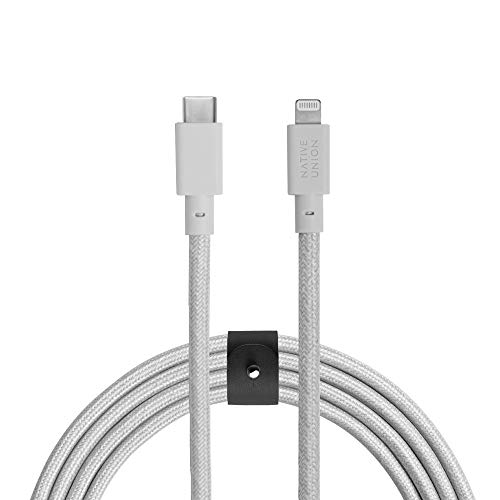 Native Union Belt Cable USB-C auf Lightning – 10ft Ultrastarkes, Verstärktes Kabel [MFi-Zertifiziert] kompatibel mit iPhone 14, iPhone 14 Plus, iPhone 14 Pro, iPhone 14 Pro Max, iPhone 13 (Wolkenweiß) von Native Union