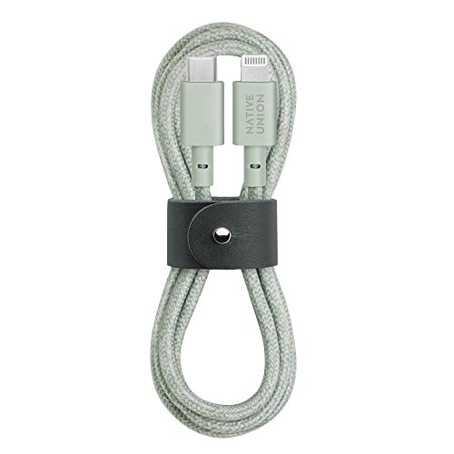 Native Union Belt Cable USB-C auf Lightning – ca. 1.2 m (4 ft.) Ultrastarkes, Verstärktes Kabel [MFi-Zertifiziert] für iPhone 14, iPhone 13 und mehr (Salbei) von Native Union