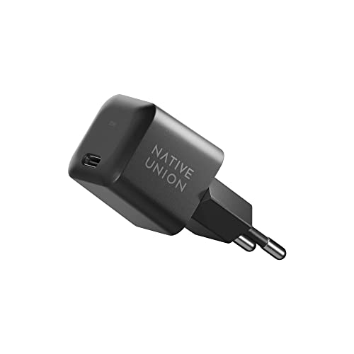 Native Union Schnelles GaN-Ladegerät PD 30W – Ultrakompaktes Power Delivery-fähiges USB-C-Ladegerät – Für MacBook Air, iPads, iPhones, Pixel, Galaxy und andere Typ-C-Geräte (Schwarz) von Native Union