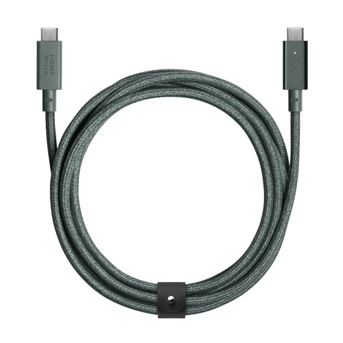 Native Union Type-C Belt Kabel Pro - 240 W USB-C auf USB-C 2.4m Ultrastarkes Ladekabel kompatibel mit iPhone iPhone 16,16 Pro Max, MacBook Pro 14"/16" M2, Air 15" M2 (Schiefergrün) von Native Union
