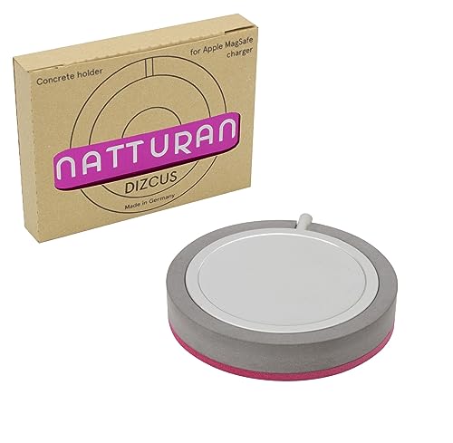 Natturan DIZCUS Halterung für Apple MagSafe | MagSafe Holder aus Beton | (MagSafe Ladegerät Nicht im Lieferumfang enthalten) | MagSafe Halterung Tisch | Nano Suction-Technologie (Rosa) von Natturan