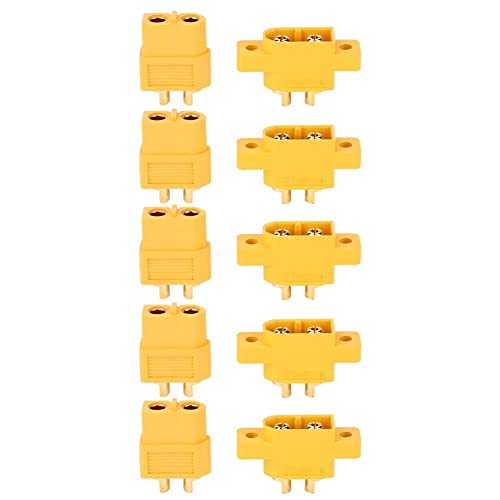 5 Paar Multicopter Connector RC Connecto Panel Mountable Male Plug Connector XT60E M XT60 Connector Für RC Multicopter Aircraft FPV Racing Drone von Natudeco