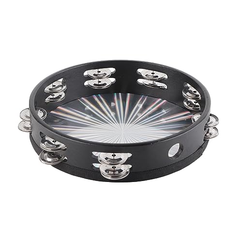 Natudeco Tambourin Doppelreihe 16 Paare Metall Jingles Percussion Instruments Clear Sound Handheld Drum Bell Timbrel 10in für KTV -Party (Blume) von Natudeco