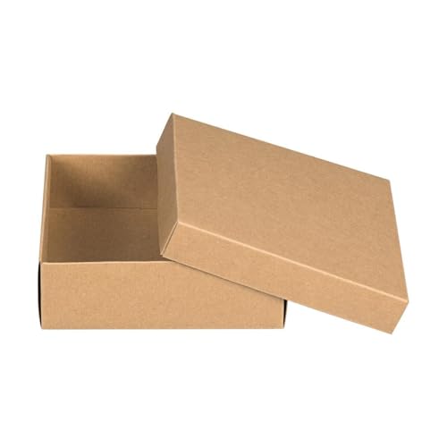 Faltschachtel 10,4 x 10,4 x 5,0 cm, Braun, Deckel, Kraftkarton - 10er Set von Natürlich verpacken