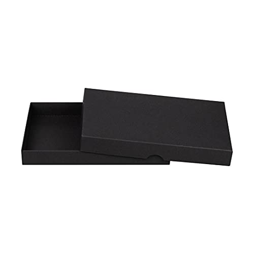 Faltschachtel 16,2 x 22,5 x 2,5 cm, Schwarz, mit Deckel, Recyclingkarton - 10er Set von Natürlich verpacken