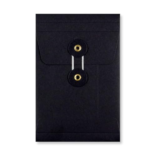 Umschlag C6, 162 x 114 mm + 25 mm Seitenfalte, Schwarz, Bindfadenverschluss, Japanverschluss, Kuvert, Kraftpapier - 10er Pack Umschlag C6, 162 x 114 mm + 25 mm Seitenfalte, Schwarz, Bindfadenverschluss, Japanverschluss, Kuvert, Kraftpapier - 10er Pack von Umibuds