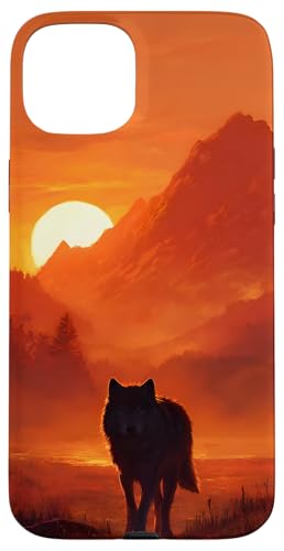 Wolf Sonnenuntergang Berglandschaft Hülle für iPhone 15 Plus Wolf Sonnenuntergang Berglandschaft Hülle für iPhone 15 Plus von Nature Designs by Dennex