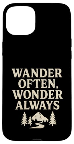 Wander Often, Wonder Always (Distressed) - Nature Trail Hülle für iPhone 15 Plus von Nature & Adventure by Lumi Art