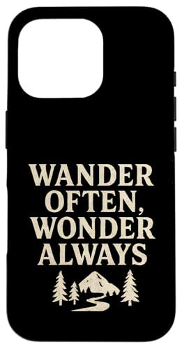 Wander Often, Wonder Always (Distressed) - Nature Trail Hülle für iPhone 16 Pro von Nature & Adventure by Lumi Art