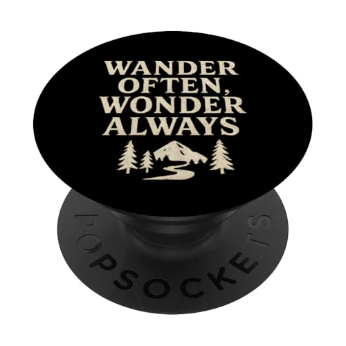 Wander Often, Wonder Always (Distressed) - Nature Trail PopSockets Klebender PopGrip von Nature & Adventure by Lumi Art
