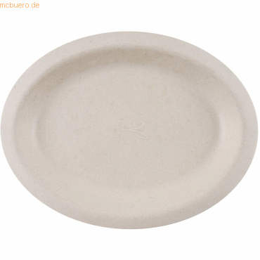 10 x NatureStar Einweg-Teller Zuckerrohrfaser oval 23x16cm VE=50 Stück von NatureStar