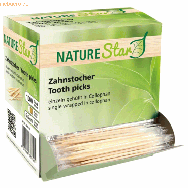 20 x NatureStar Zahnstocher Bio einzeln verpackt 65mm Bambus VE=1000 S 20 x NatureStar Zahnstocher Bio einzeln verpackt 65mm Bambus VE=1000 S von NatureStar