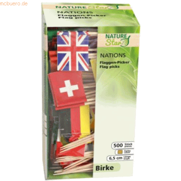 24 x NatureStar Flaggenpicker Bio Nations 65mm Holz VE=500 Stück 24 x NatureStar Flaggenpicker Bio Nations 65mm Holz VE=500 Stück von NatureStar