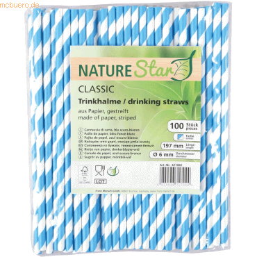 30 x NatureStar Papiertrinkhalme Bio Classic 6x197mm gestreift dunkelb 30 x NatureStar Papiertrinkhalme Bio Classic 6x197mm gestreift dunkelb von NatureStar