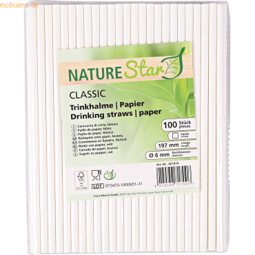 30 x NatureStar Papiertrinkhalme Bio Classic 6x197mm weiß VE=100 Stück 30 x NatureStar Papiertrinkhalme Bio Classic 6x197mm weiß VE=100 Stück von NatureStar