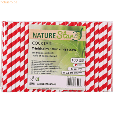 34 x NatureStar Papiertrinkhalme Bio Cocktail 8x130mm rot/weiß gestrei 34 x NatureStar Papiertrinkhalme Bio Cocktail 8x130mm rot/weiß gestrei von NatureStar