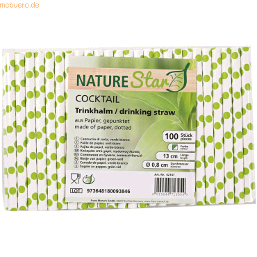 40 x NatureStar Papier-Trinkhalme Cocktail 8x130mm VE=100 Stück grün-w von NatureStar
