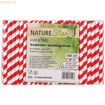 40 x NatureStar Papier-Trinkhalme Cocktail 8x130mm VE=100 Stück rot-we 40 x NatureStar Papier-Trinkhalme Cocktail 8x130mm VE=100 Stück rot-we von NatureStar