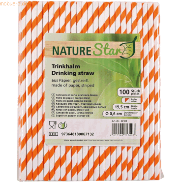50 x NatureStar Papier-Trinkhalme 6x197mm VE=100 Stück orange-weiß von NatureStar