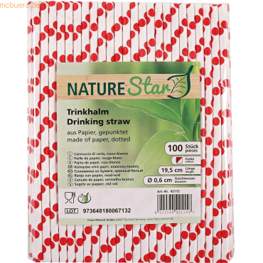 50 x NatureStar Papier-Trinkhalme 6x197mm VE=100 Stück rot-weiß 50 x NatureStar Papier-Trinkhalme 6x197mm VE=100 Stück rot-weiß von NatureStar