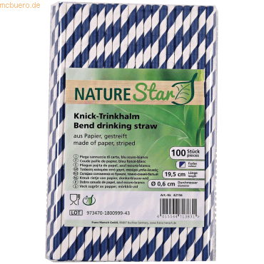 50 x NatureStar Papier-Trinkhalme Flex 6x197mm VE=100 Stück dunkelblau von NatureStar