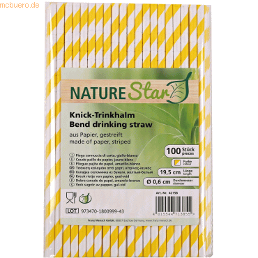 50 x NatureStar Papier-Trinkhalme Flex 6x197mm VE=100 Stück gelb-weiß 50 x NatureStar Papier-Trinkhalme Flex 6x197mm VE=100 Stück gelb-weiß von NatureStar