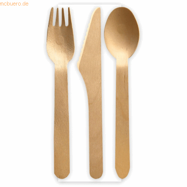 500 x NatureStar Bestecksets Bio Quadruple Holz gewachst Messer/Gabel/ von NatureStar