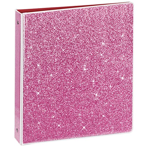 NatureTouch Ringbuch mit 3 Ringen, Glitzer, 2,5 cm (10,5 x 11,5 Zoll), für 21,6 x 27,9 cm, Briefform, 300 Seiten, wasserdicht, langlebig, 1 Stück, Rosa von NatureTouch