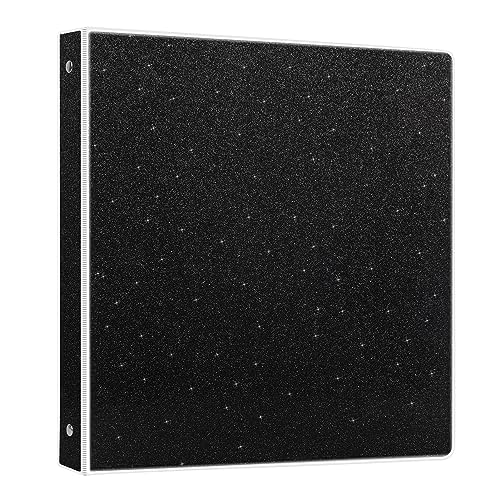 NatureTouch Ringbuch mit 3 Ringen, Glitzer, 2,5 cm (10,5 x 11,5 Zoll), für 21,6 x 27,9 cm Briefgröße, 300 Seiten, wasserdicht, langlebig, Sichtbinder, 1 Stück, Schwarz von NatureTouch
