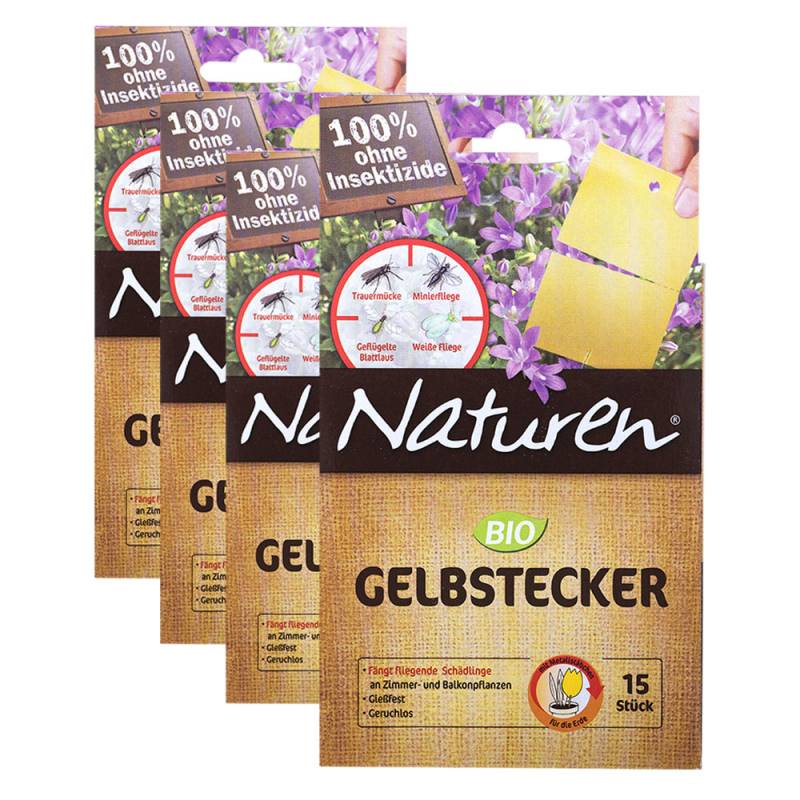 60 Stück Bio Gelbstecker, teilbar durch Perforierung, mit Metallstecker von Naturen