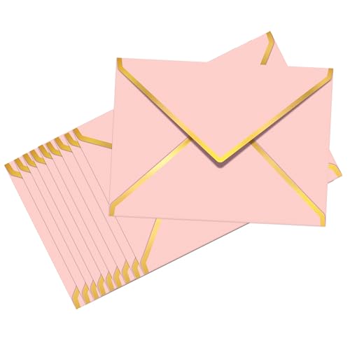50 Stück bunte Briefumschläge mit V-Klappe, A7, Einladungsumschläge für 12,7 x 17,8 cm Karten, Geburtstag, Hochzeiten, Abschlussfeiern, Grußkarten, Babyparty (Rosa) von Natzerat