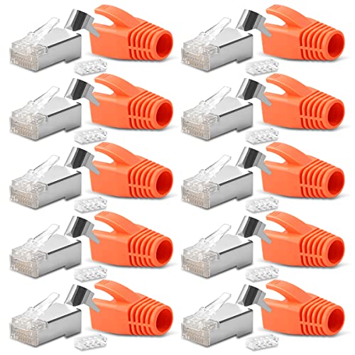 10x Netzwerkstecker Netzwerk Stecker CAT7 CAT6 CAT6A RJ45 DSL vergoldete Kontakte LAN Knickschutz von Nauci