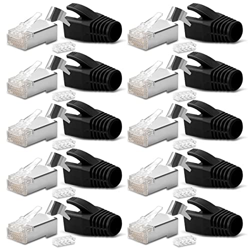 10x Netzwerkstecker Netzwerk Stecker CAT7 CAT6 CAT6A RJ45 DSL vergoldete Kontakte LAN Knickschutz von Nauci