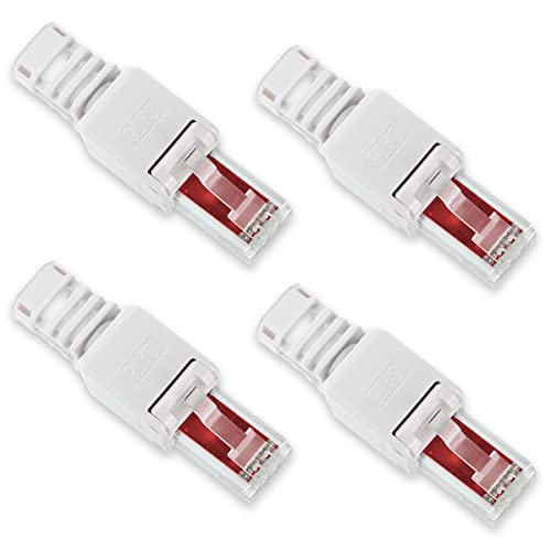 4X Netzwerk Stecker RJ45 Cat6 Cat7 Cat5 LAN Kabel werkzeuglos Netzwerkstecker ohne Werkzeug werkzeugfrei Crimpstecker für Patchkabel Netzwerkkabel von Nauci