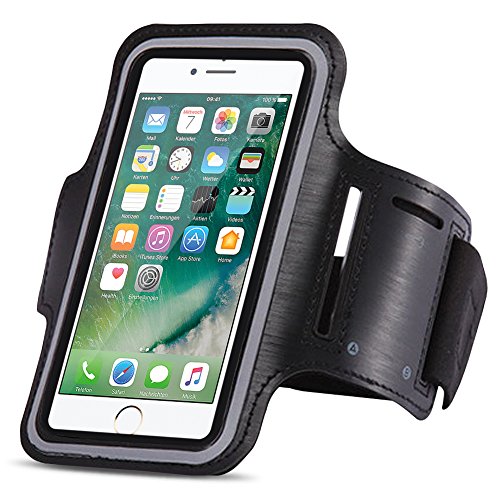 Apple iPhone 8 Jogging Tasche Handy Hülle Sportarmband Fitnesstasche Lauf Bag, Farben:Schwarz von Nauci