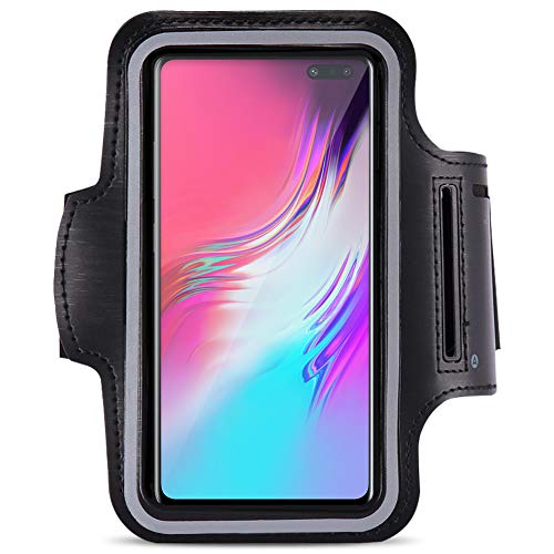 NAUCI Handy Hülle kompatibel für Samsung Galaxy S10 5G Jogging Tasche Schwarz Sport Lauf Fitness Armband Fitnesstasche von NAUCI