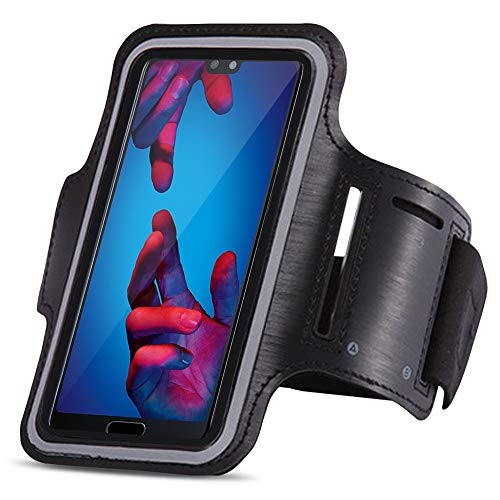 Jogging Armband kompatibel für Huawei P20 Pro Handy Sportarmband Fitness Tasche Lauf Hülle Etui, Farben:Schwarz von Nauci