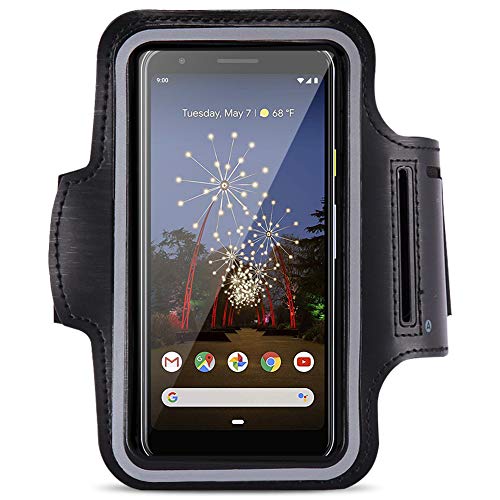 Jogging Tasche kompatibel für Google Pixel 4 3a XL Handy Hülle Sport Lauf Armband Fitnesstasche Schutzhülle Schwarz, Smartphone für:Google Pixel 3a von Nauci
