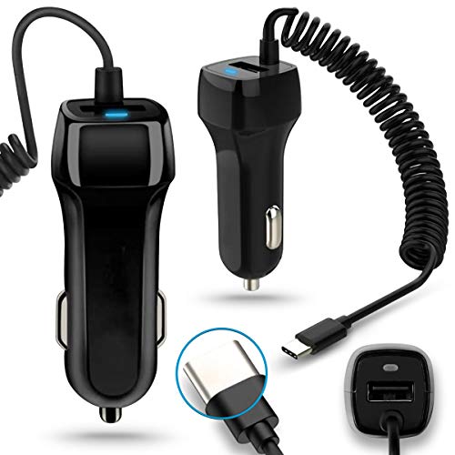 KFZ Auto Ladekabel kompatibel mit Samsung Galaxy S21 FE 5G Lade Kabel USB Typ-C Ladegerät 12V - 24V Adapter Lade Daten Gerät 3,1A 15W Dual Ladeadapter von Nauci