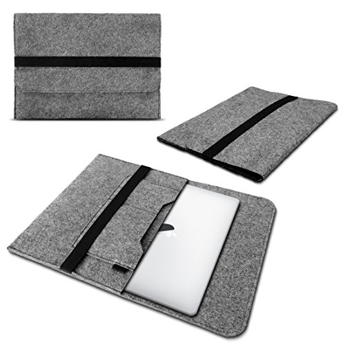 Laptop Schutzhülle für 17-17.3 Zoll MacBook Netbook Ultrabook Filz in Grau Innentaschen Sleeve Hülle Tasche Cover Notebooktasche von Nauci