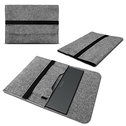 Laptop Schutzhülle kompatibel für Medion Akoya S15449 aus Filz mit Innentaschen Sleeve Hülle Tasche Cover 15.6 Zoll Notebook Case Tasche, Farbe:Grau von Nauci