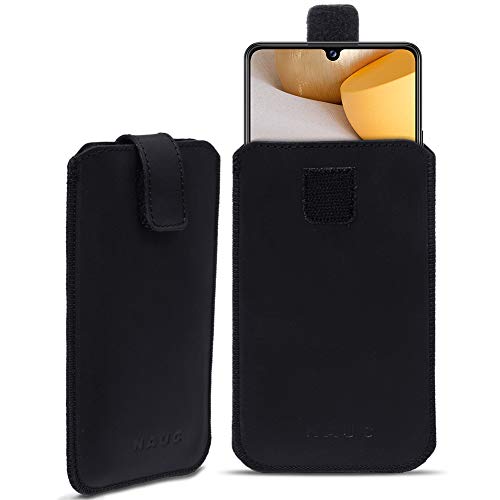 Leder Hülle kompatibel mit Samsung Galaxy A13 5G Schutz Tasche Handyhülle Pull Tab Schutzhülle Schwarz von Nauci