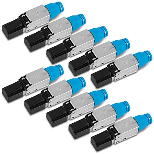 Nauci 10x Netzwerk Stecker Cat8 Cat 8.1 RJ45 werkzeuglos Netzwerkstecker Cat6a Cat6 Cat7 Cat5 LAN Kabel ohne Werkzeug werkzeugfrei Crimpstecker für Patchkabel Netzwerkkabel von Nauci