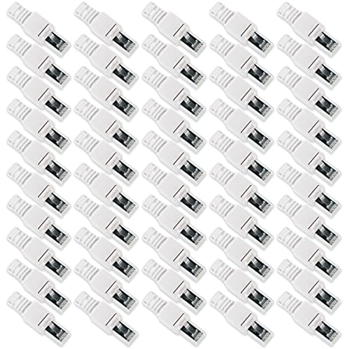 Nauci 50x Netzwerk Stecker RJ45 Cat6a Cat6 Cat7 Cat5 LAN Kabel werkzeuglos Netzwerkstecker ohne Werkzeug werkzeugfrei Crimpstecker für Patchkabel Netzwerkkabel von Nauci