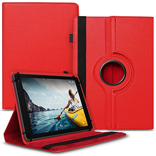 Nauci Tablet Hülle kompatibel für Medion Lifetab E10512 E10421 E10440 Tasche Schutzhülle Case Universal Cover Standfunktion 360° Drehbar, Farbe:Rot von Nauci