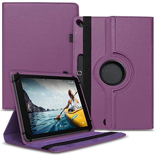 Nauci Tablet Schutz Hülle kompatibel für Medion Lifetab P10752 aus Kunst-Leder Standfunktion 360 Drehbar Schutzhülle Universal Cover Case, Farbe:Lila von Nauci