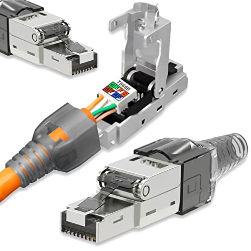 Netzwerk Stecker RJ45 Cat7 LAN Netzwerkstecker Grau Werkzeuglos geschirmt Metall Neu ohne Werkzeug werkzeugfrei Verlegekabel Patchkabel Netzwerkkabel Toolless Modular Plug Connector, Menge:1 Stück, Auswahl:Stecker CAT7 Grau von Nauci