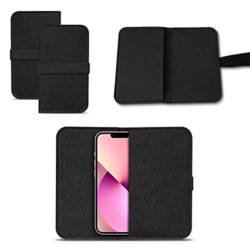Schutzhülle kompatibel für Apple iPhone 13 / Pro Tasche Cover Hülle Case Smartphone Sleeve Filztasche Universal, Farbe:Schwarz von Nauci